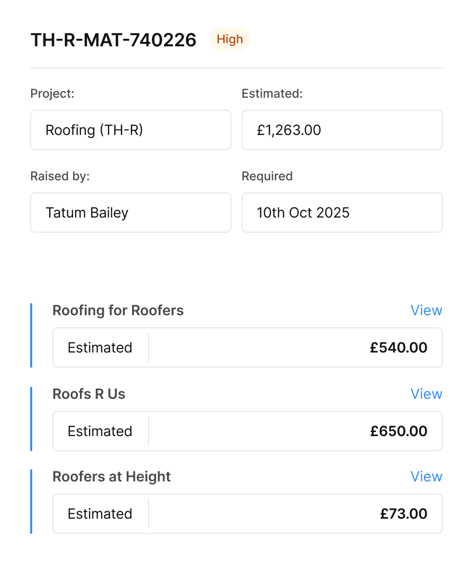 Multi-supplier RFQ comparison